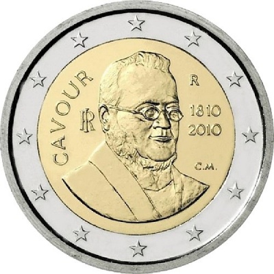 Италия. 2 евро. 2010 (Unc. Биметалл) 200 лет со дня рождения Камилло Бенcо ди Кавура