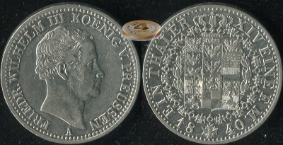 Германия (Пруссия). 1 талер. 1840 (VF+. Серебро)