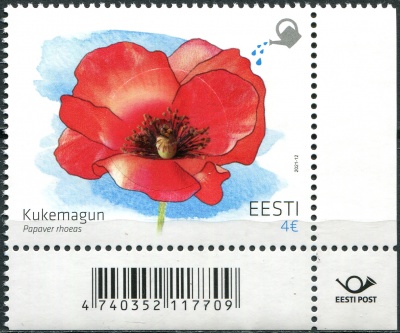 Эстония. 2021. Мак самосейка (Papaver rhoeas) (I) (Почтовая марка. MNH OG)