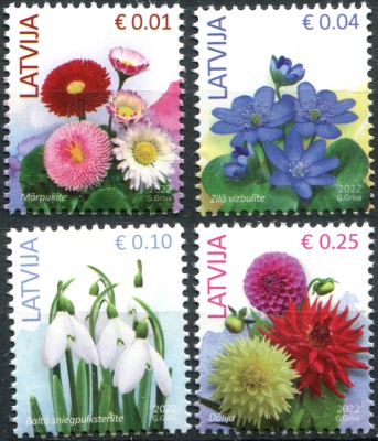 Латвия. 2022. Цветы (Серия Почтовых марок. MNH OG)