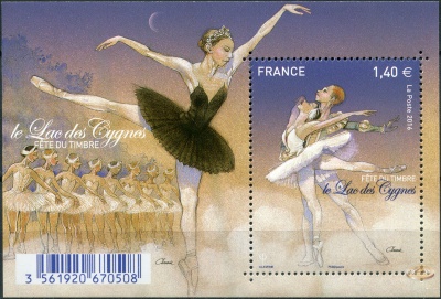 Франция. 2016. Сцена из балета "Лебединое озеро" (Блок. MNH OG)