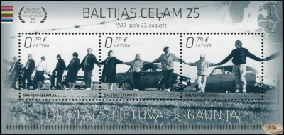 Латвия. 2014. 25 лет Балтийской цепи (Блок. MNH OG)