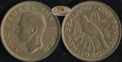 Новая Зеландия. 1 пенни. 1950 (aUnc++)
