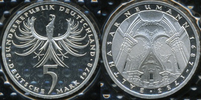 Германия (ФРГ). 5 марок. 1978 F (Proof) Серебро