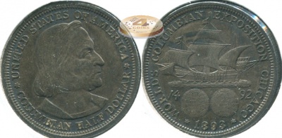 США. 1/2 доллара. 1893 (aUnc. Серебро)