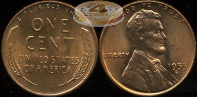 США. 1 цент. 1953.D (Unc)