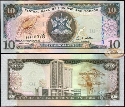 Тринидад и Тобаго. Банкнота 10 долларов. 2006(2007). Unc. Бумага. Кат.# P.48