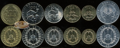 Джибути. Набор №3 (6 монет) 1991-2007