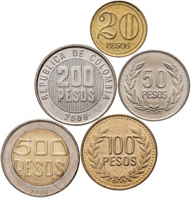 Колумбия. Набор №1 (5 монет. 1 биметалл) 2003-11