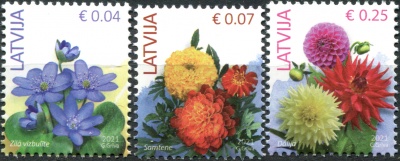 Латвия. 2021. Цветы (Серия Почтовых марок. MNH OG)