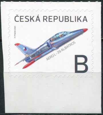 Чехия. 2020. Aero L-39 Albatros, учебно-тренировочный самолет (Почтовая марка. MNH OG)