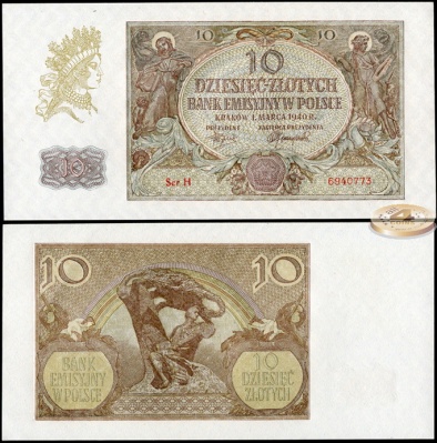 Польша (германская оккупация). 10 злотых (Unc) 1940