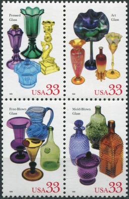 США. 1999. Производство стекла в Америке (Квартблок. MNH OG)