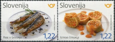 Словения. 2020. Словенская гастрономия (Сцепка. MNH OG)