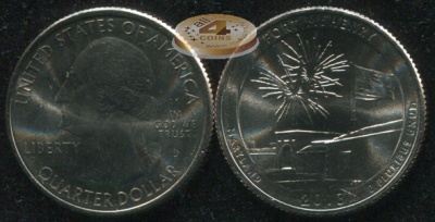 США. Монета 25 центов [Квотер]. 2013.D (KM#545. Unc) Fort McHenry [Maryland]