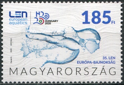 Венгрия. 2021. 35-й чемпионат Европы по водным видам спорта, Будапешт (Почтовая марка. MNH OG)