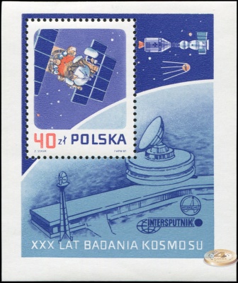 Польша. 1987. 30 лет космических исследований (Блок. MNH OG)