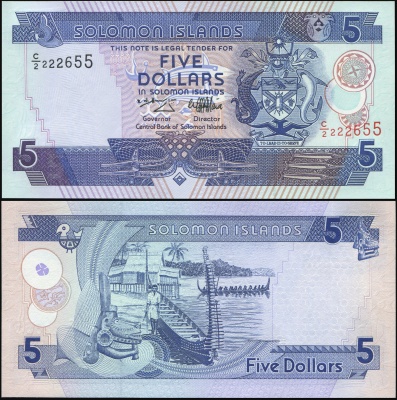 Соломоновы о-ва Банкнота 5 долларов ND (1997) Unc Бумага Кат# P.19a