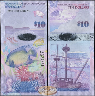 Бермудские о-ва. 10 долларов (Unc) 2009