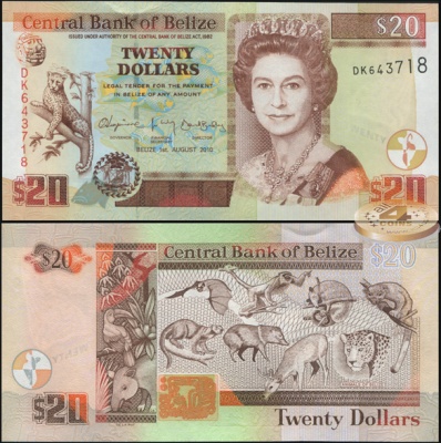 Белиз. 20 долларов (Unc) 2010
