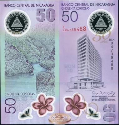 Никарагуа. 50 кордоб (Unc. Пластик) 2010