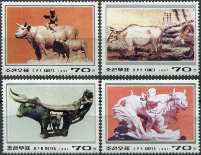 КНДР. 1997. Год быка. Искусство (Серия Почтовых марок. MNH OG)
