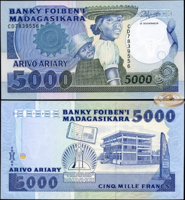 Мадагаскар. 5000 франков (Unc) 1988-94