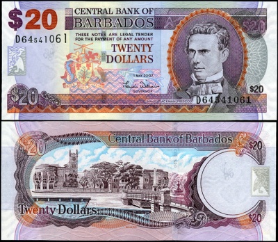 Барбадос. Банкнота 20 долларов. 01.05.2007 (2007). Unc. Бумага. Кат# P.69a