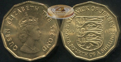 Джерси. 1/4 шиллинга. 1966 (Unc)