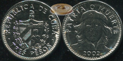 Куба. Монета 3 песо. 2002 (KM#346a. Unc) Эрнесто Че Гевара (1928-1967)