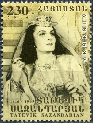 Армения. 2016. 100-летие Татевик Сазандарян (Почтовая марка. MNH OG)