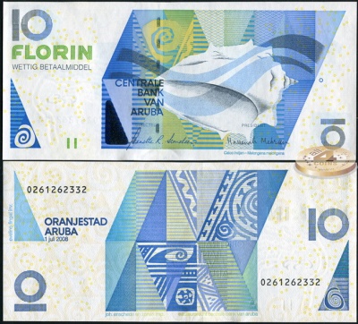Аруба. 10 флоринов (Unc. P.16b) 2008
