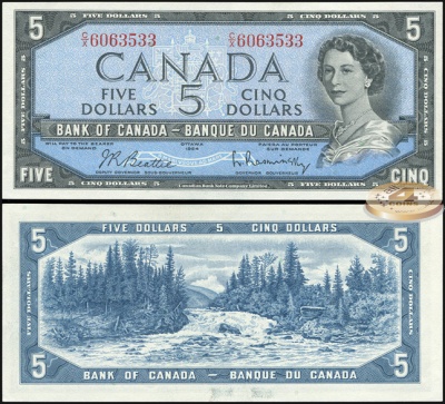 Канада. 5 долларов (Unc) 1954