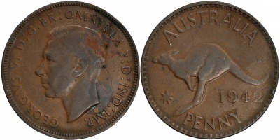 Австралия. Монета 1 пенни. 1942.(p) (KM#36. VF)
