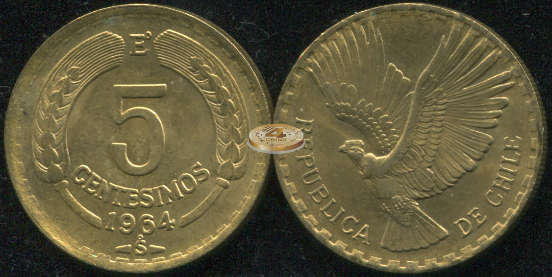 Чили. Монета 5 центезимо. 1964 (KM#190. Unc)