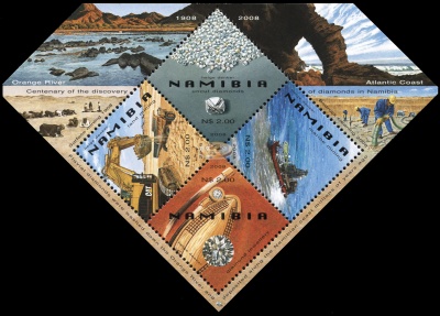 Намибия. 2008. Добыча алмазов в Намибии (Блок. MNH OG)