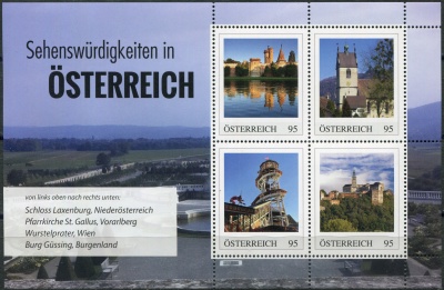 Австрия. 2024. Достопримечательности Австрии (Почтовый блок. MNH OG)