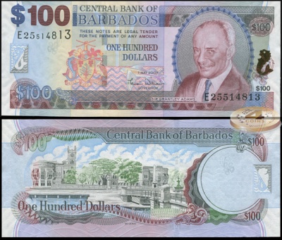 Барбадос. 100 долларов (Unc) 2007