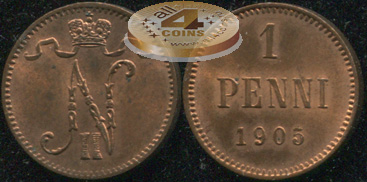 Финляндия (Российская). 1 пенни. 1905 (Unc)
