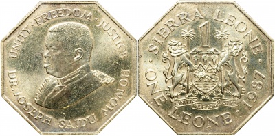 Сьерра Леоне. Монета 1 леоне. 1987 (KM#43. Unc)