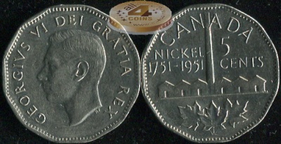 Канада. 5 центов. 1951 (Unc)