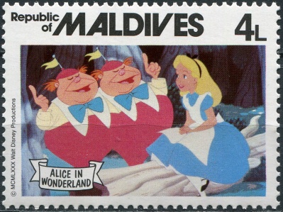 Мальдивы. 1980. Алиса с Траляля и Труляля (Почтовая марка. MNH OG)