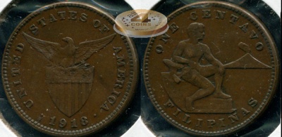 Филиппины /США/. 1 центаво. 1918.S (XF)