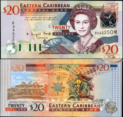 Восточные Карибы (Монтсеррат). 20 долларов (Unc) 2003