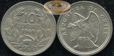 Чили. 10 центаво. 1940 (aUnc)
