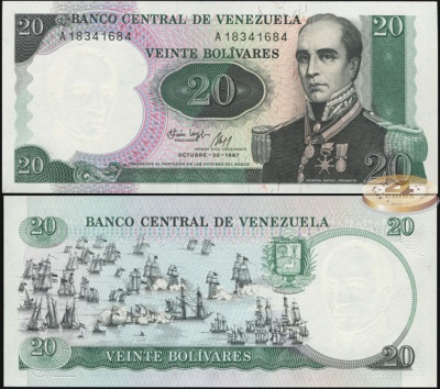 Венесуэла. 20 боливаров (Unc) 1989