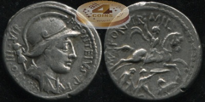 Римская республика. P. Fonteius P.f.Capito. денарий (XF)