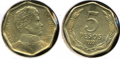 Чили. 5 песо. 1993