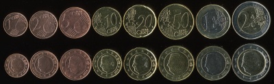 Бельгия. Набор евро. (8 монет. 2 биметалла) 2007-11