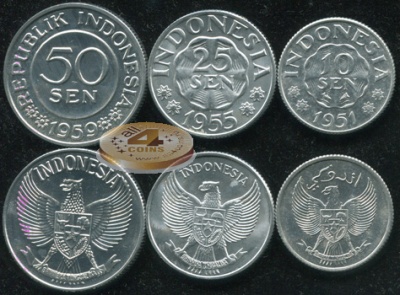 Индонезия. Набор №10 (3 монеты)  1951-59
